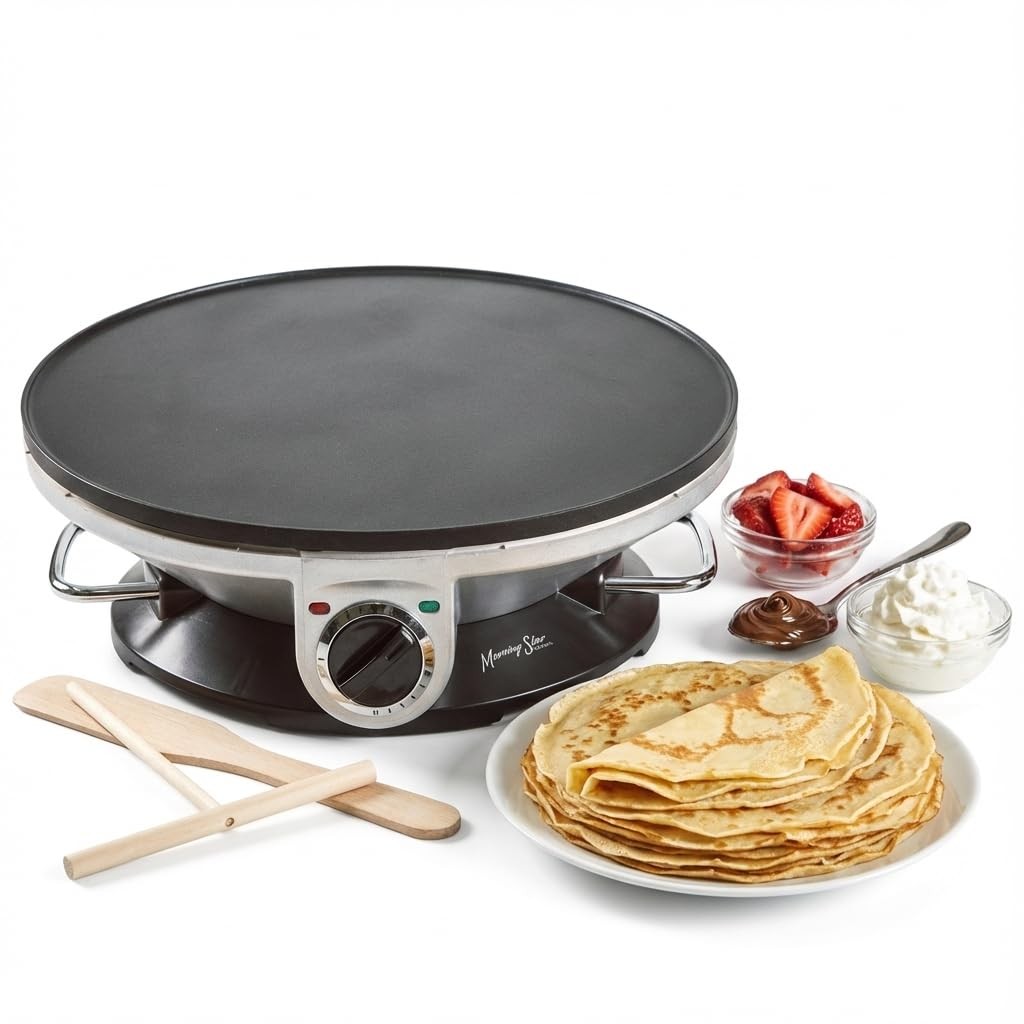 13" Electric Crepe Maker, Nonstick Pancake Griddle, Adjustable Temperature Co...