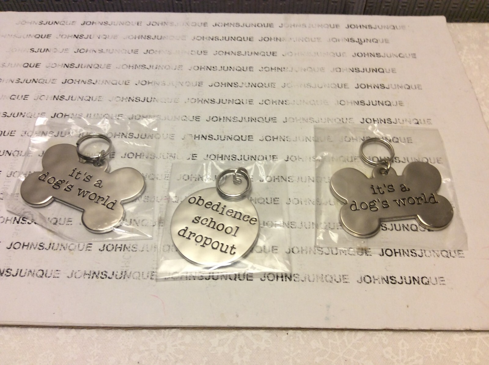 DOG COLLAR CHARMS SET OF 3 New-2-"It's a dog world" 1-"Obedience School Dropout"