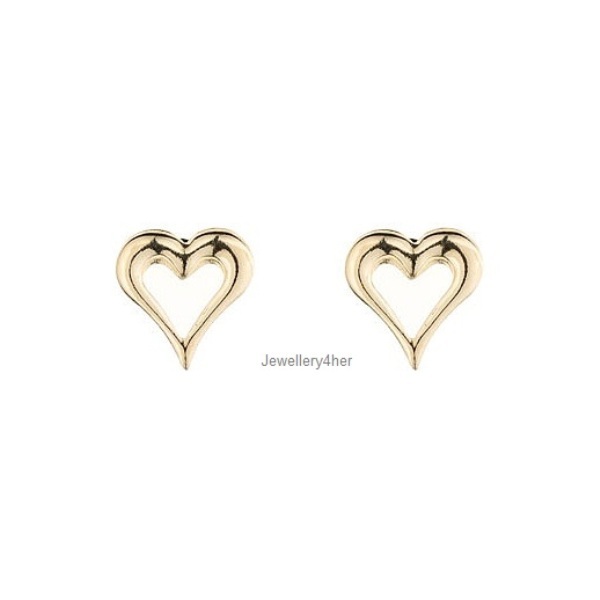9ct Real Gold 5mm Heart Studs Small Tiny Plain Pierced Earrings B'day GIFT BOX