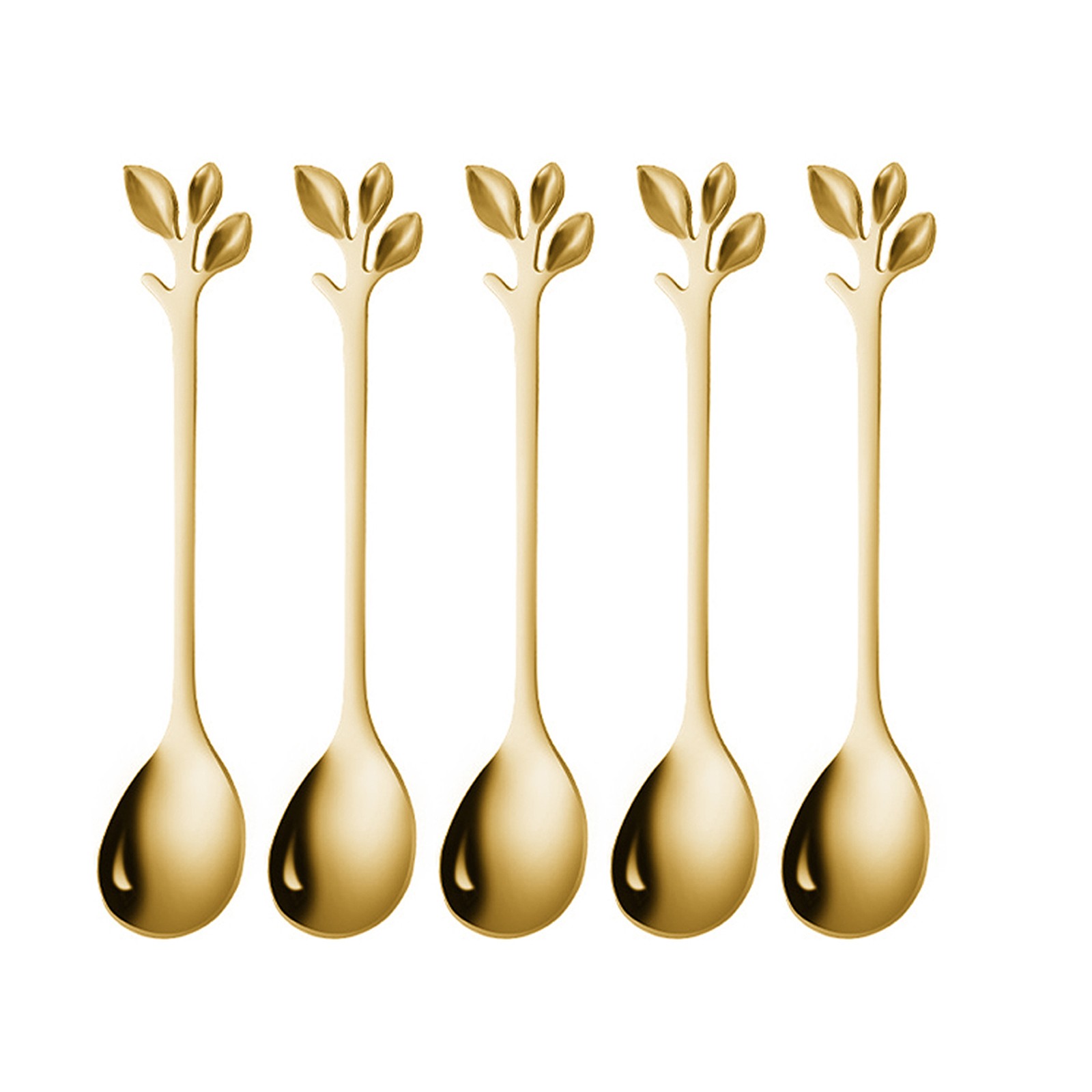 5pcs Stainless Steel Spoon Branches Leaf Spoon Kitchen Tableware Cooking Gift c
