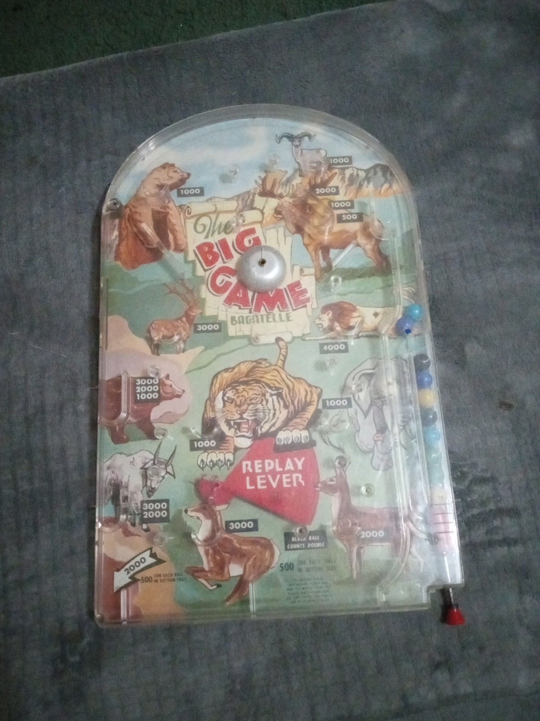 The Big Game Bagatelle Vintage Pinball USA Very Rare Decent Condition 16in Long
