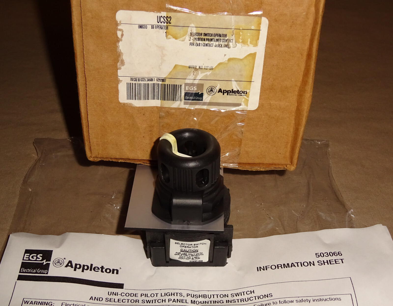 Appleton UCSS2 Selector Switch Operator 2 Position NEW