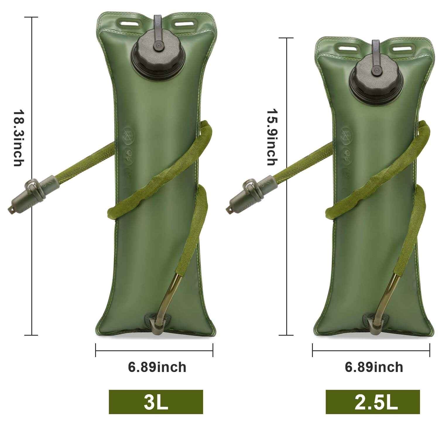3L Hydration Bladder Water Reservoir w/ Drinking Tube for Camping Hiking Biking