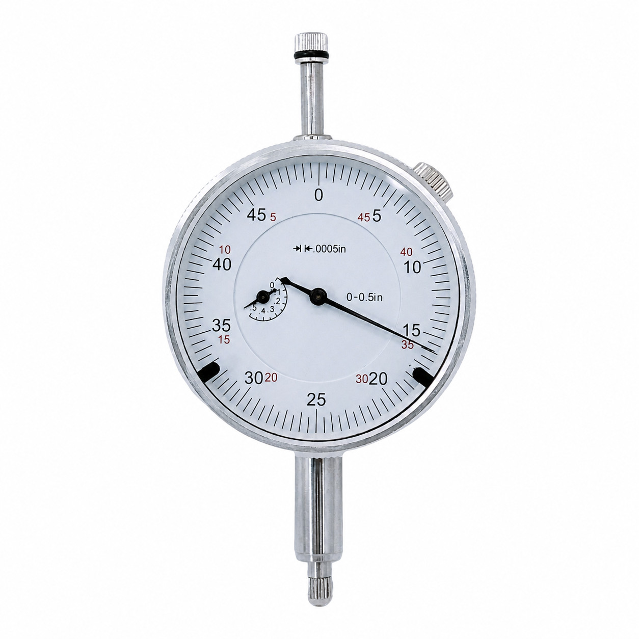 High Precision 0.5"/.0005" Dial Indicator Lug Back Graduation, Changeable Stem
