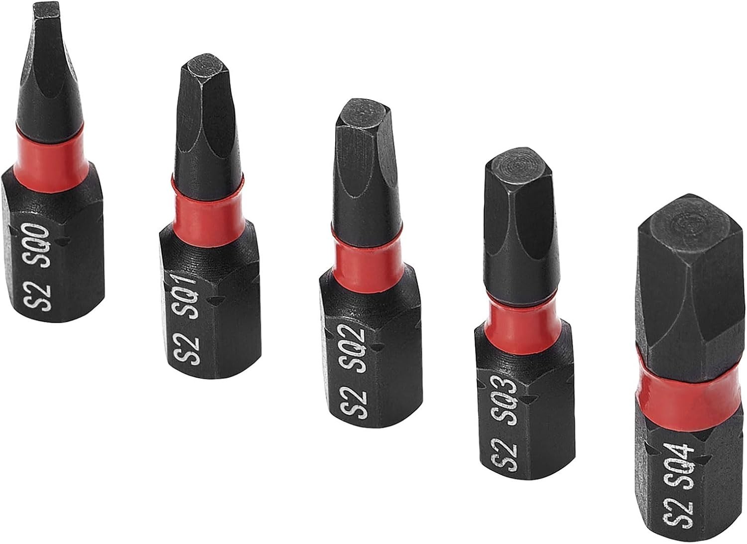 5PCS Robertson Square Drive Bits, Premium S2 Alloy Steel Square Drill Bit Set, S