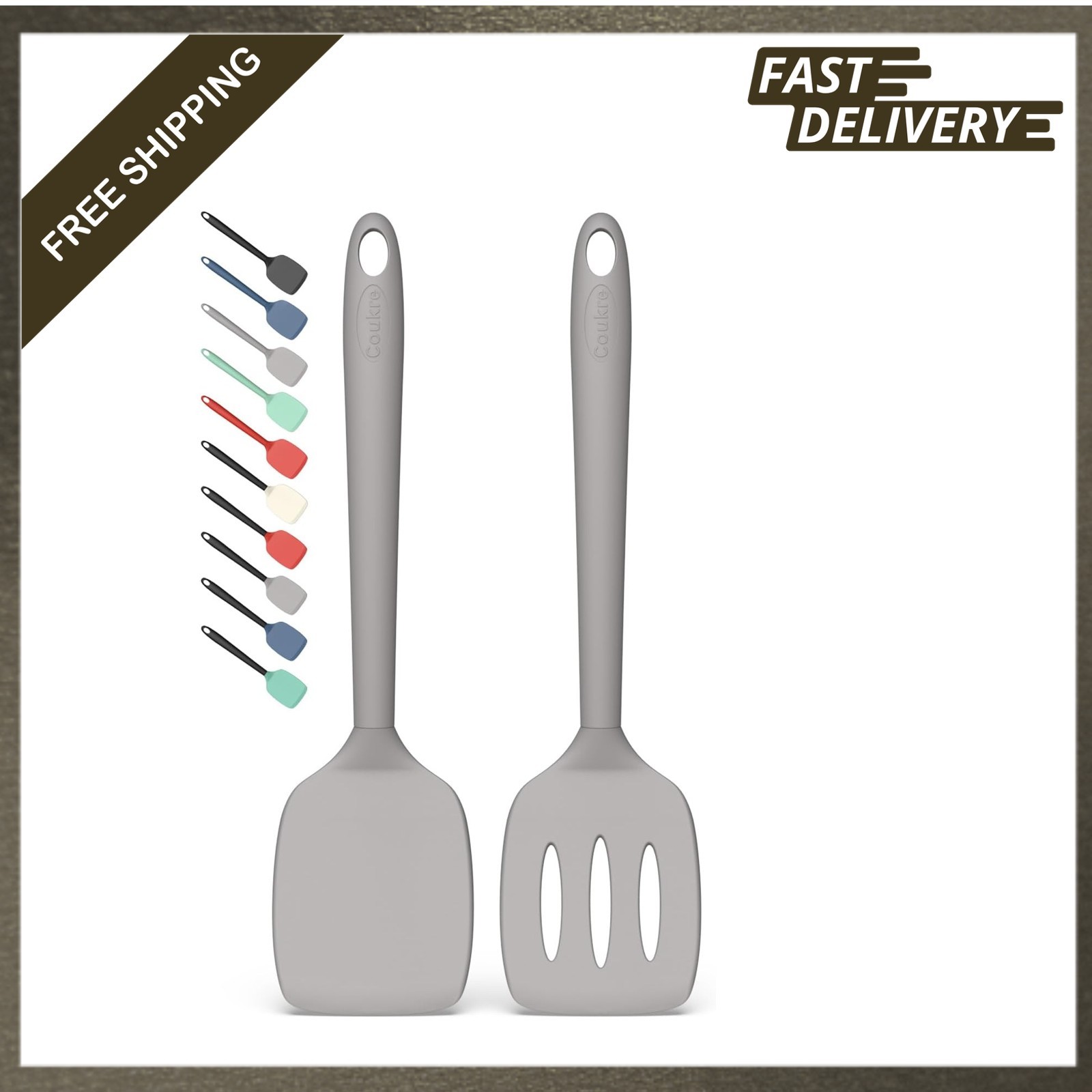 Silicone Spatula Set 2 Pack High Heat Resistant BPA Free Kitchen Turners for