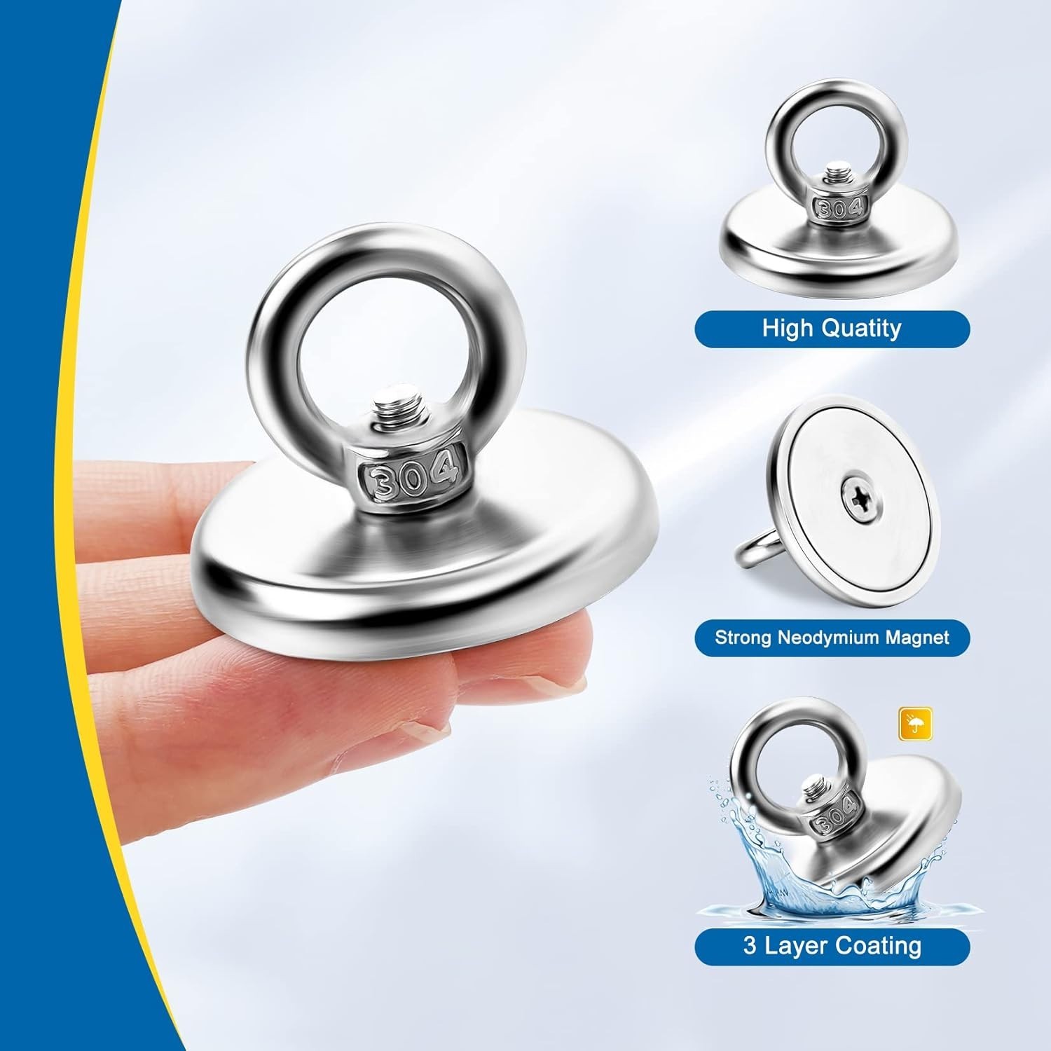 Strong Magnetic Hooks 10 Pack, 100 LBS Pulling Force Rare Earth Neodymium