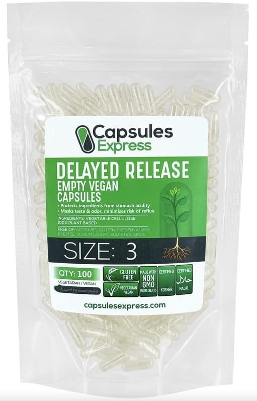 XPRS Nutra Size 3 Delayed Release Empty Vegan Capsules Pills Vegetable DIY