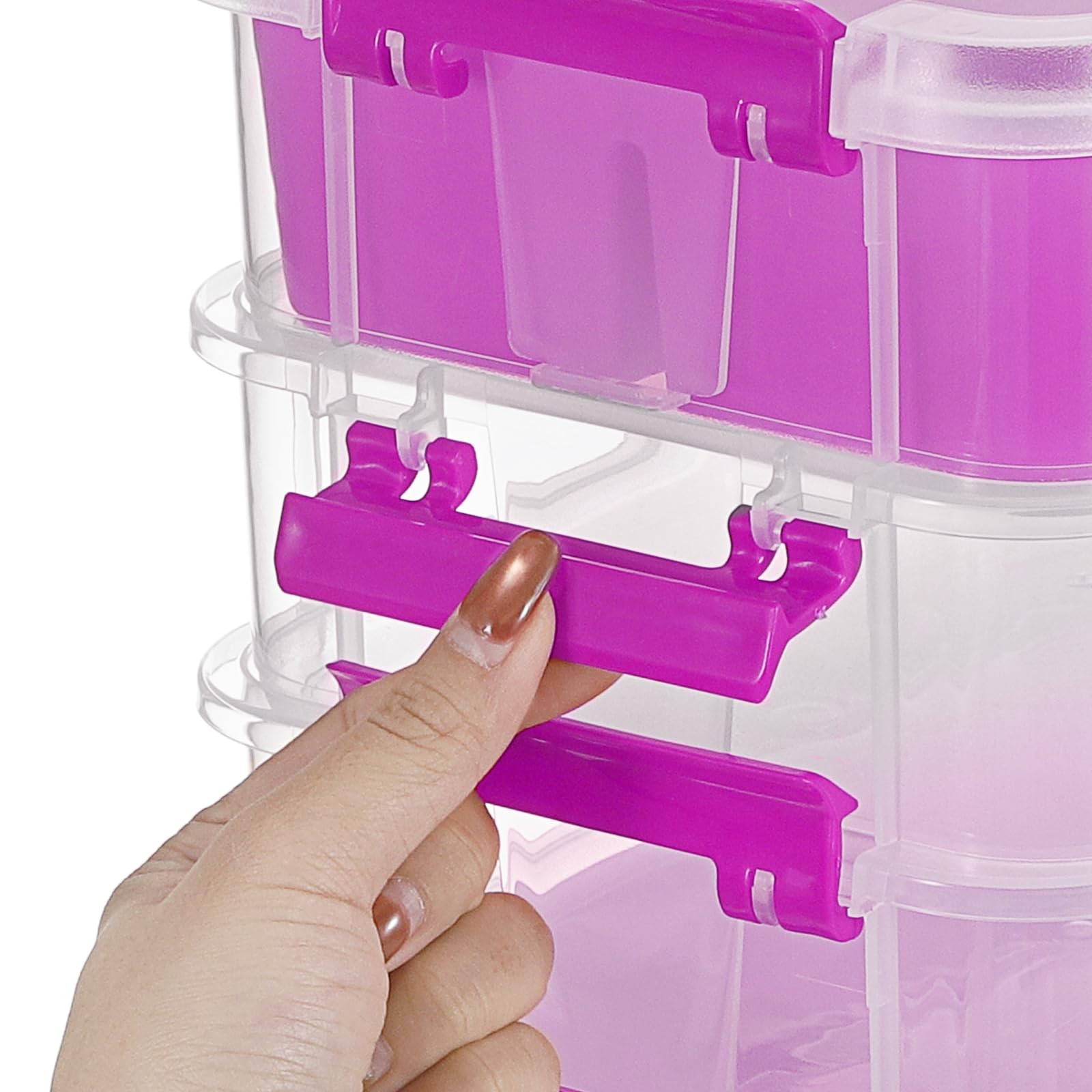 4-Tiers Plastic Stack Carry Storage Containers wih Handle Lids