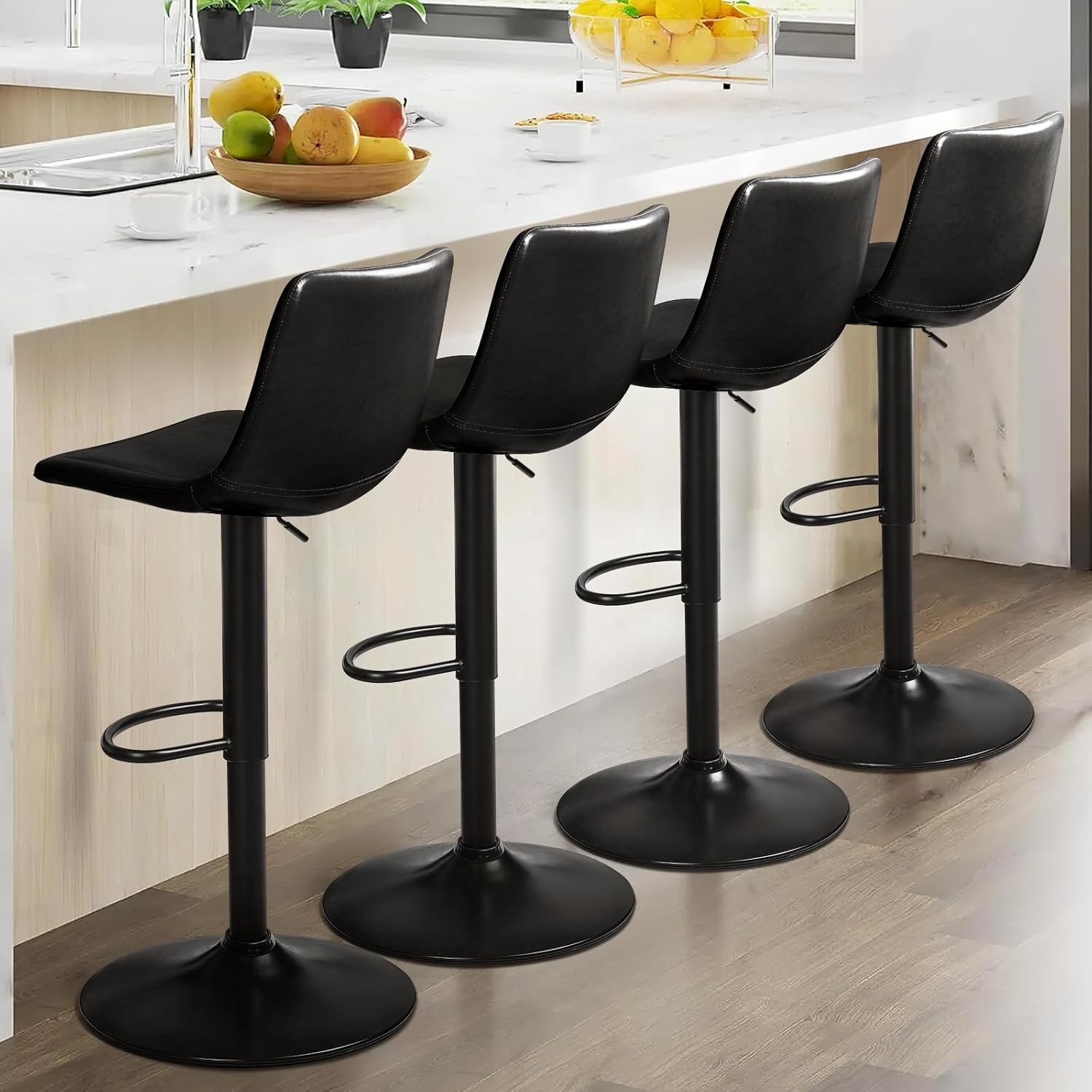 Lemebri Bar Stools Set of 4, Swivel Counter Height Barstools with Back,