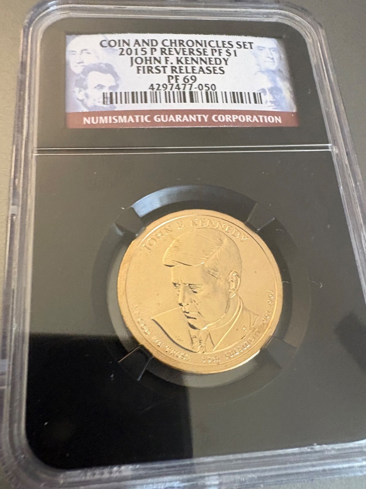 2015-P Reverse PF69 John F. Kennedy $1 Coin and Chronicles NGC