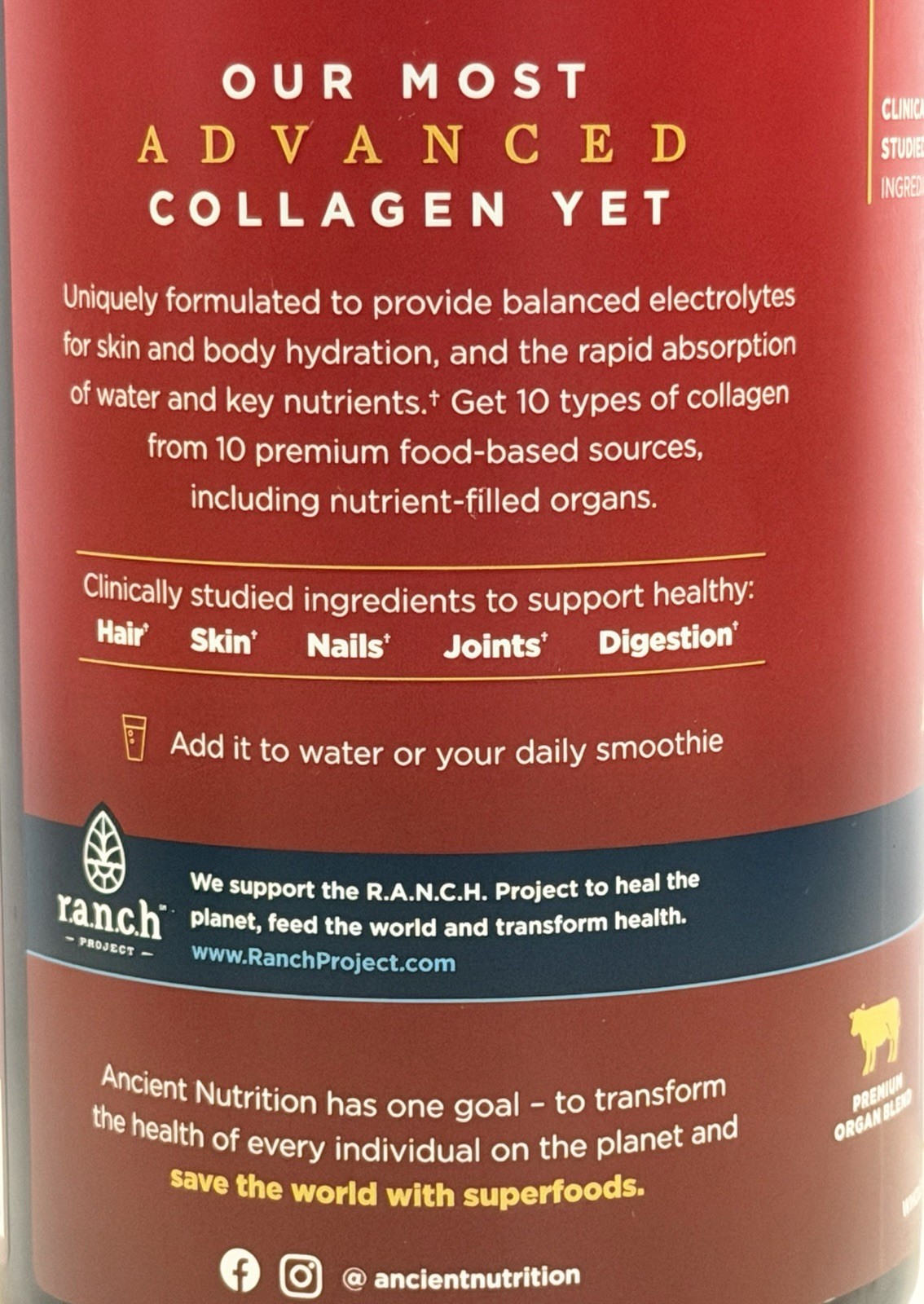 Ancient Nutrition Multi Collagen Protein Hydrate 16.9 Oz. Lemon Lime. Exp 12/26.