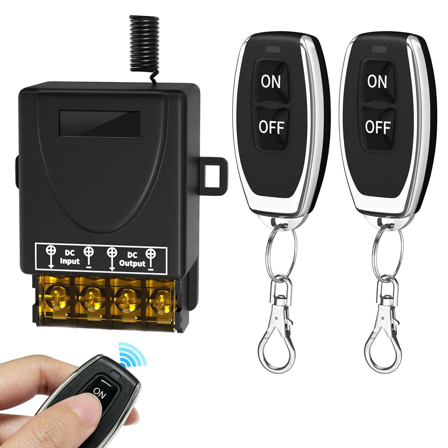 30A 12V Wireless Remote Control Switch Kit - Heavy Duty Relay with 2 Remotes,