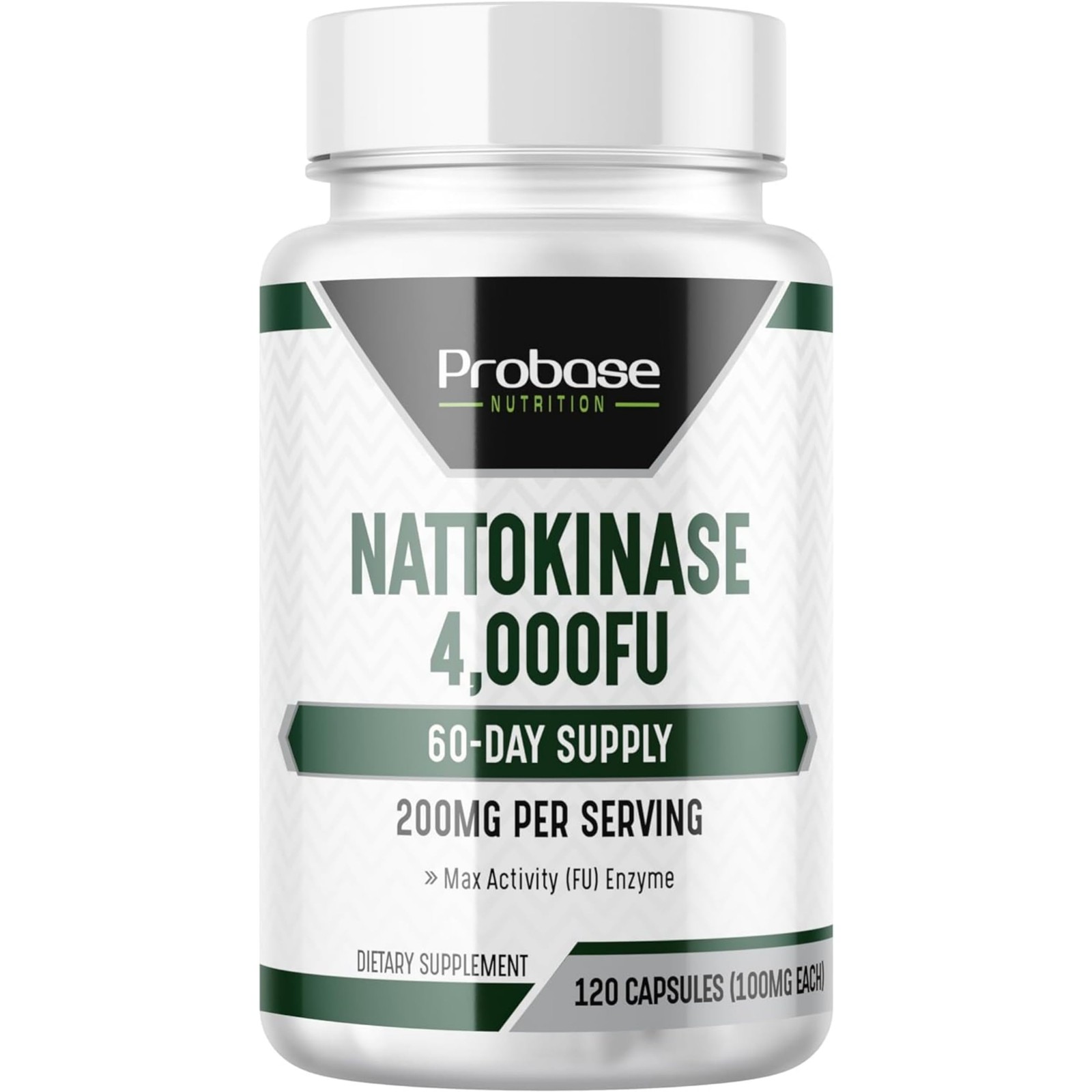 Probase Nutrition Nattokinase Supplement 4,000 FU Servings, 120 Capsules (Deriv