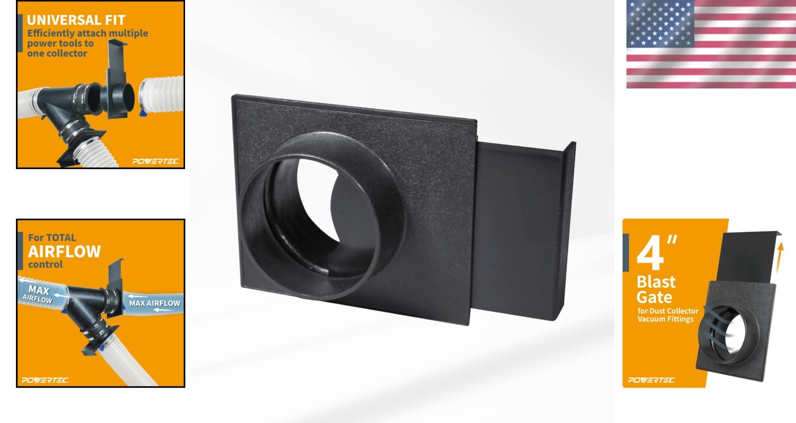 Compact 4-Inch Blast Gate with ABS Construction for Efficient Airflow Control