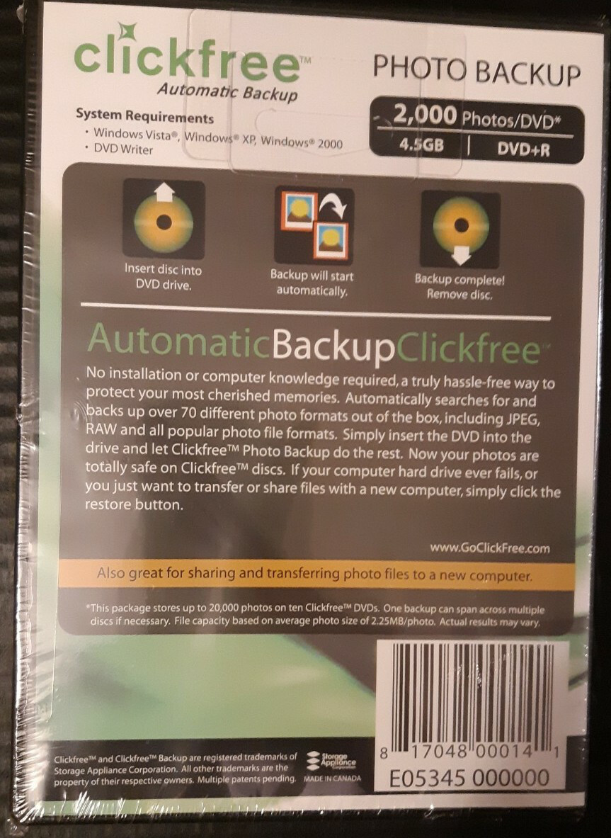 ClickFree Automatic Backup for Digital Photos- Windows XP, Windows VISTA & 2000