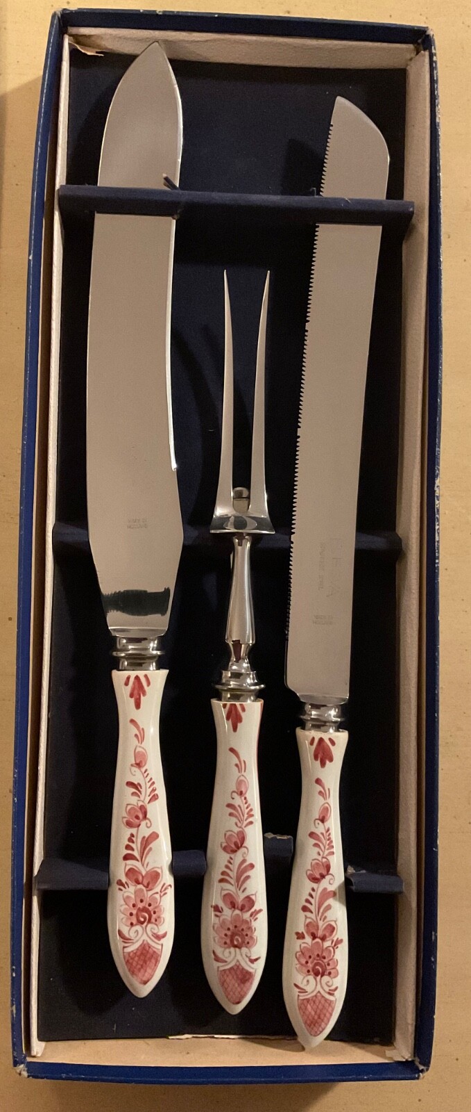 Vintage ELESVA Stainless Steel CARVING SET Made in Holland NEW