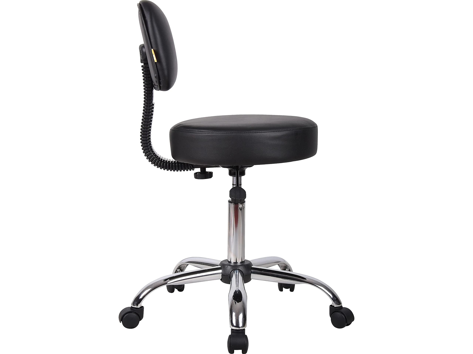 Boss Black Caressoft Medical Stool with Back Cushion Ergonomic Gas Lift Chair