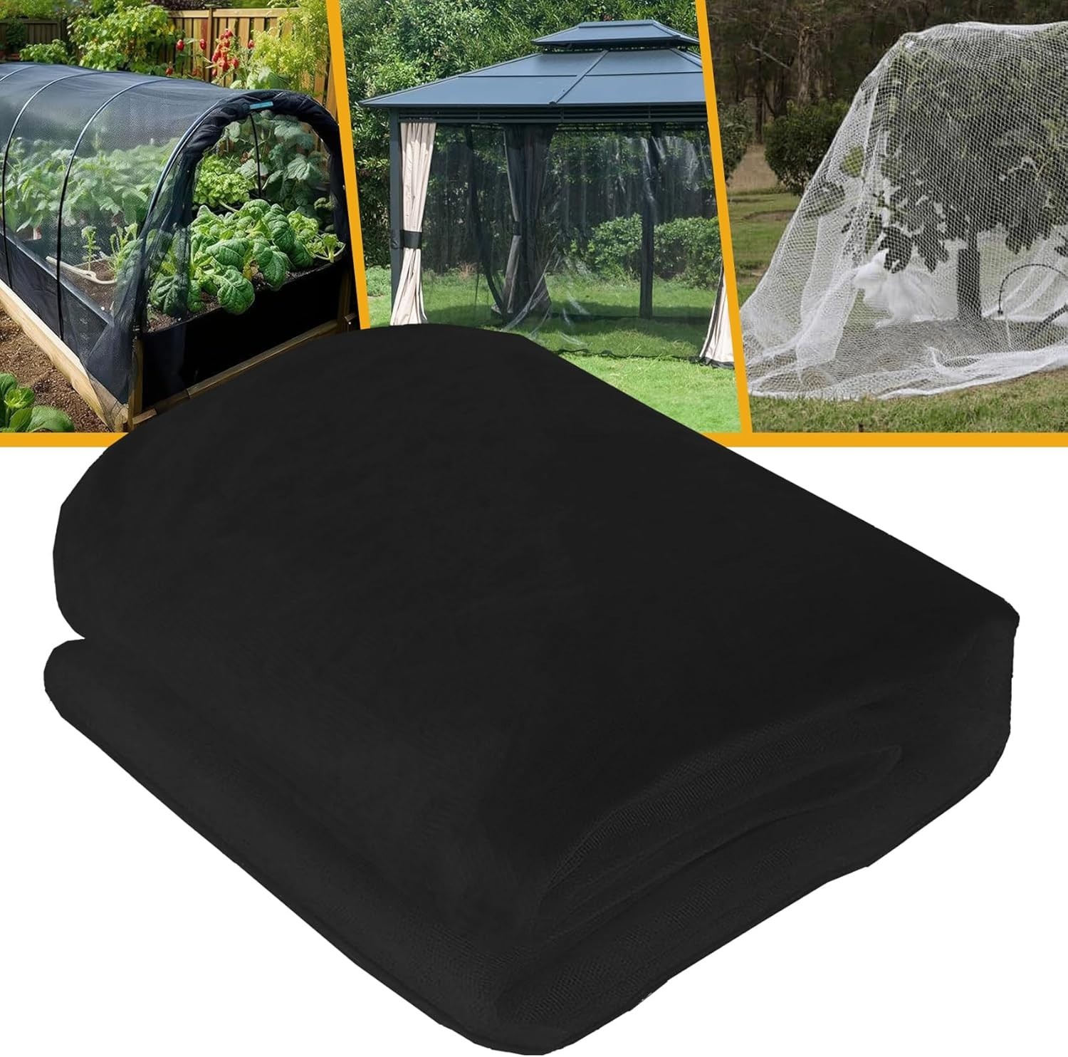 Garden Mosquito Netting 10 x 39 Ft – 1mm Fine Mesh Pest 10 x 39FT, Black