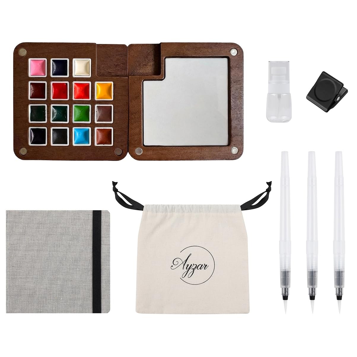 Mini Watercolor Paint set Portable Travel Art kit for Artists 15P