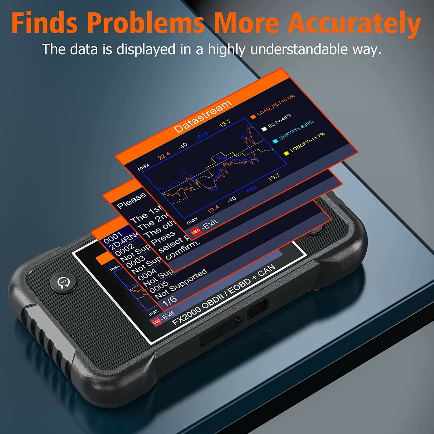 Check Engine Transmission ABS SRS Code Reader OBD2 Scanner Car Diagnostic FX2000