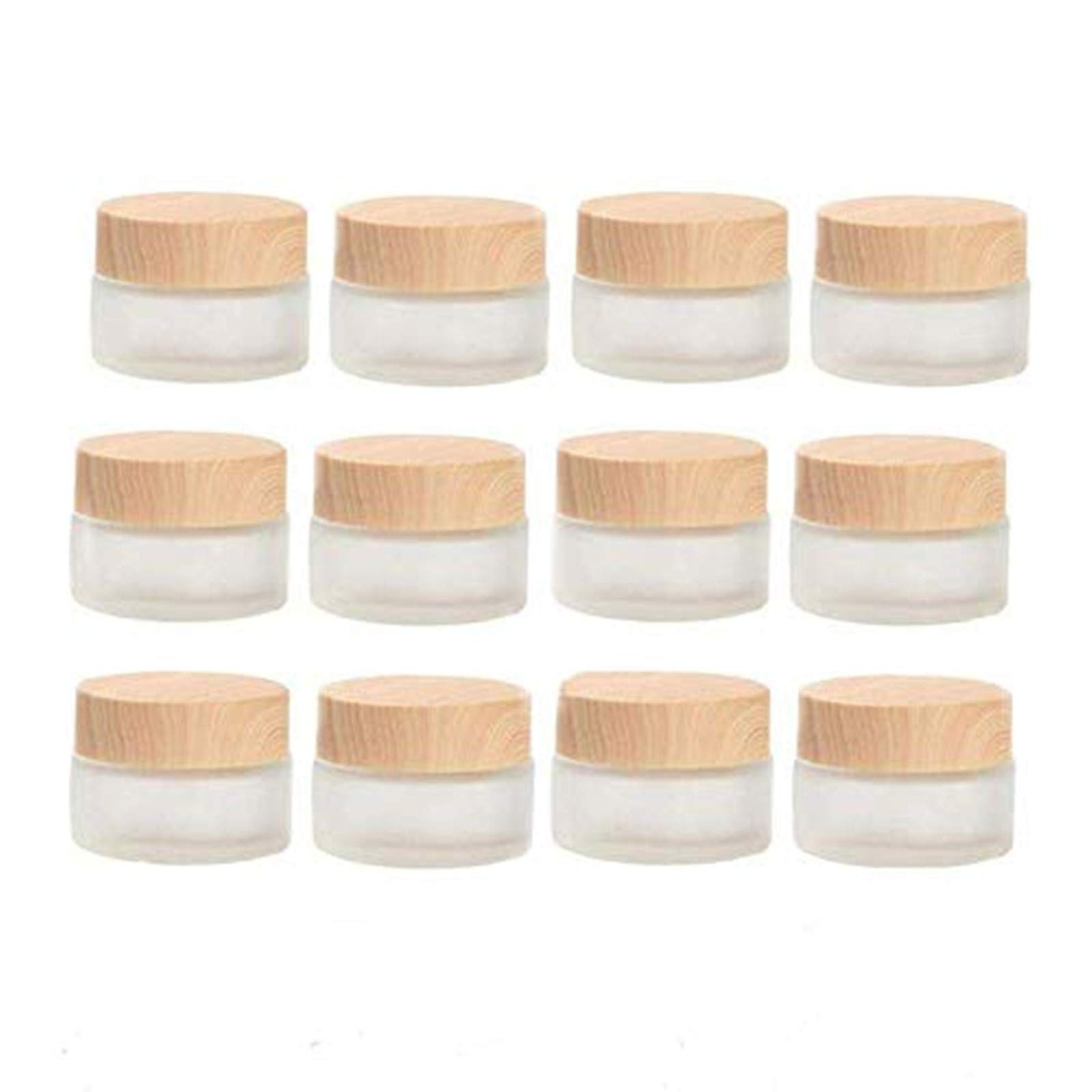 12 Packs 1 Oz Empty Jars 30ml Round Frosted Glass Cream Jar Bottles Holder wi...