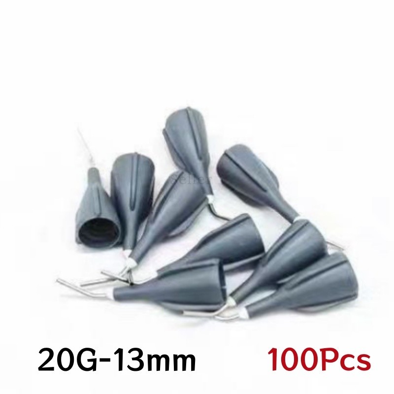 100Pcs Gray Dispensing Tips for Filtek Z350 Flowable Syringe Tip 20G-13mm