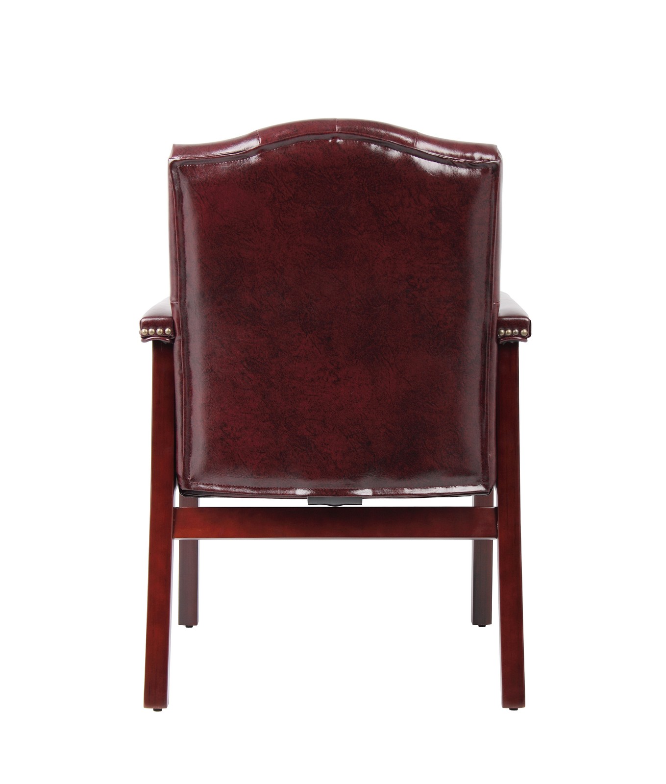 Boss Traditional Oxblood Vinyl guest chair W/ Mahogany Finish MODEL # B959-BY