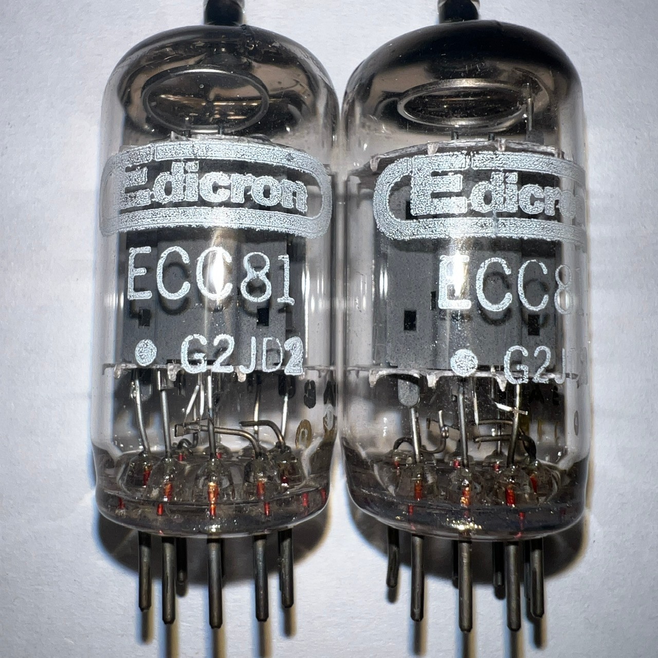 EDICRON EI TELEFUNKEN LONG PLATE 12AT7 ECC81 MATCHED PAIR TUBES NOS