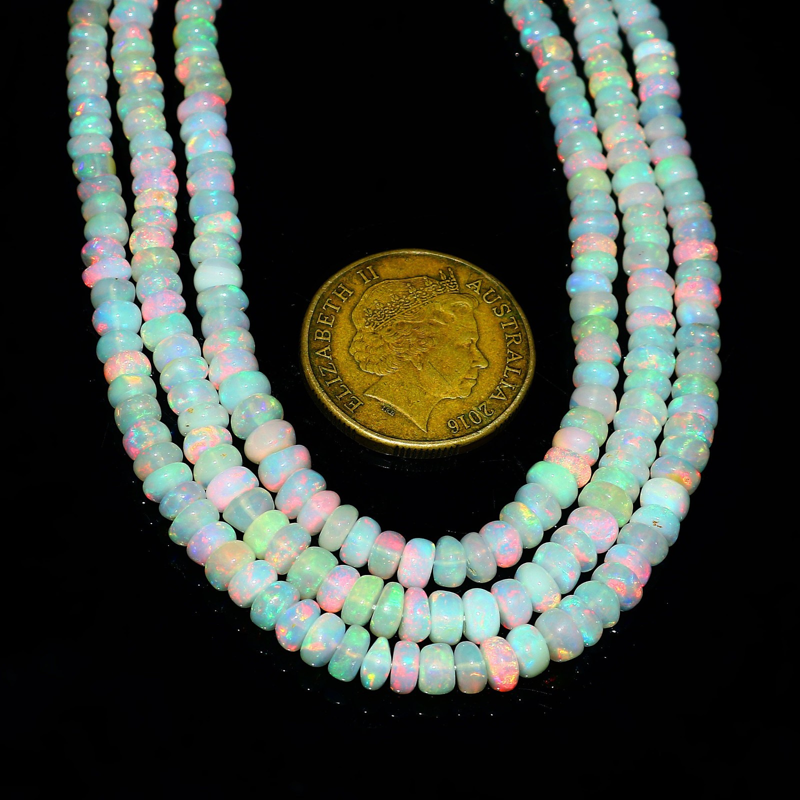 Ethiopian Opal Bracelet 8" Natural Opal Beads Elegant Jewelry2861P