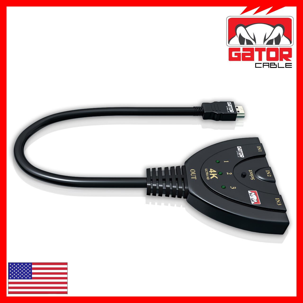4K HDMI 2.0 Cable Auto Switch Switcher Splitter Adapter 3 In to 1 Out Devices