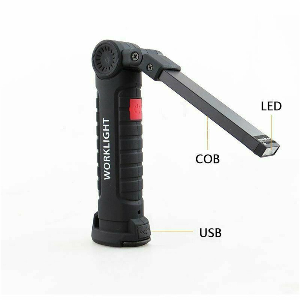2Pcs Magnetic COB LED Work Lights 5 Modes Flashlight Inspection Rechargeable
