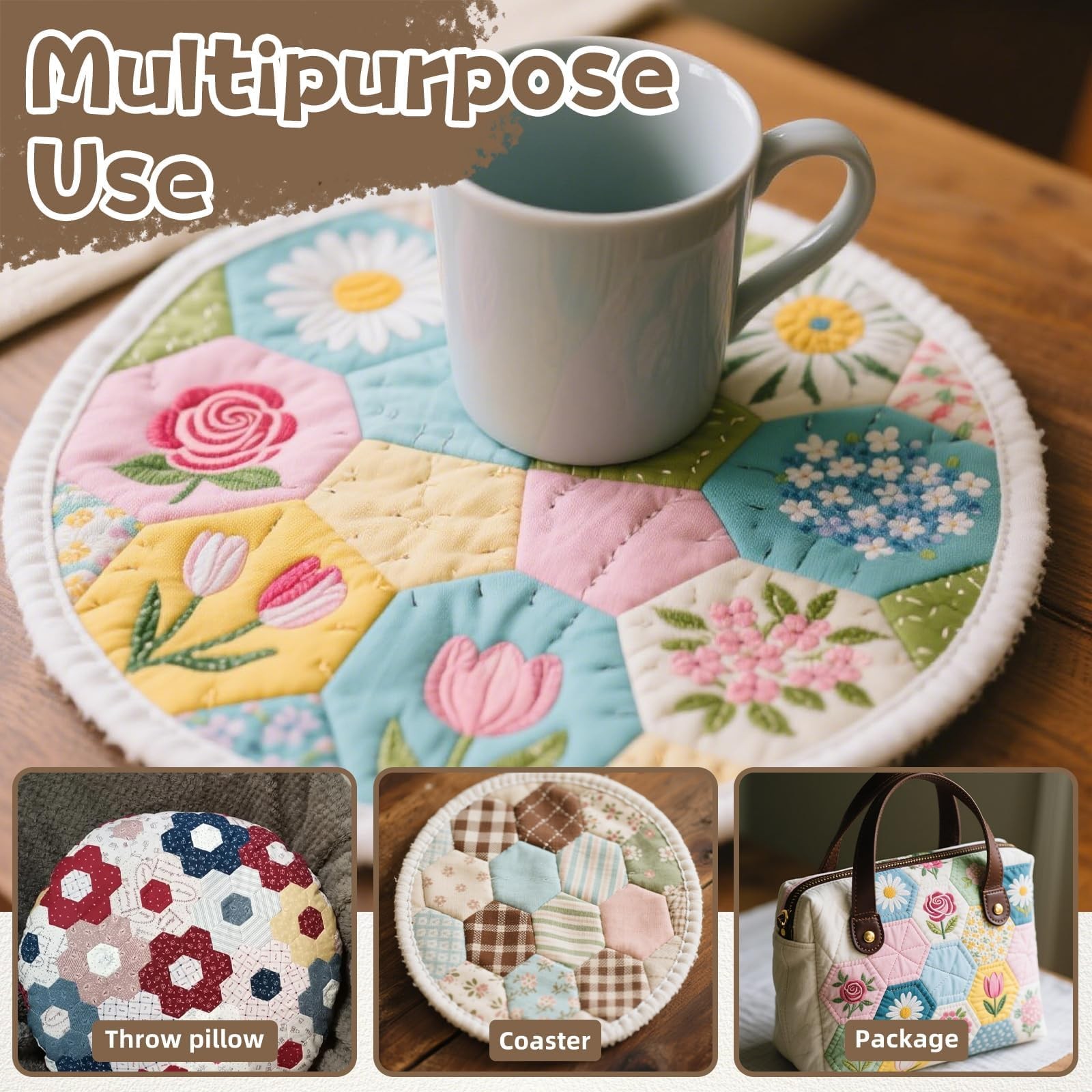260 PCS 2 Inch White Hexagon Piecing Paper Quilting Template Patchwork Craft