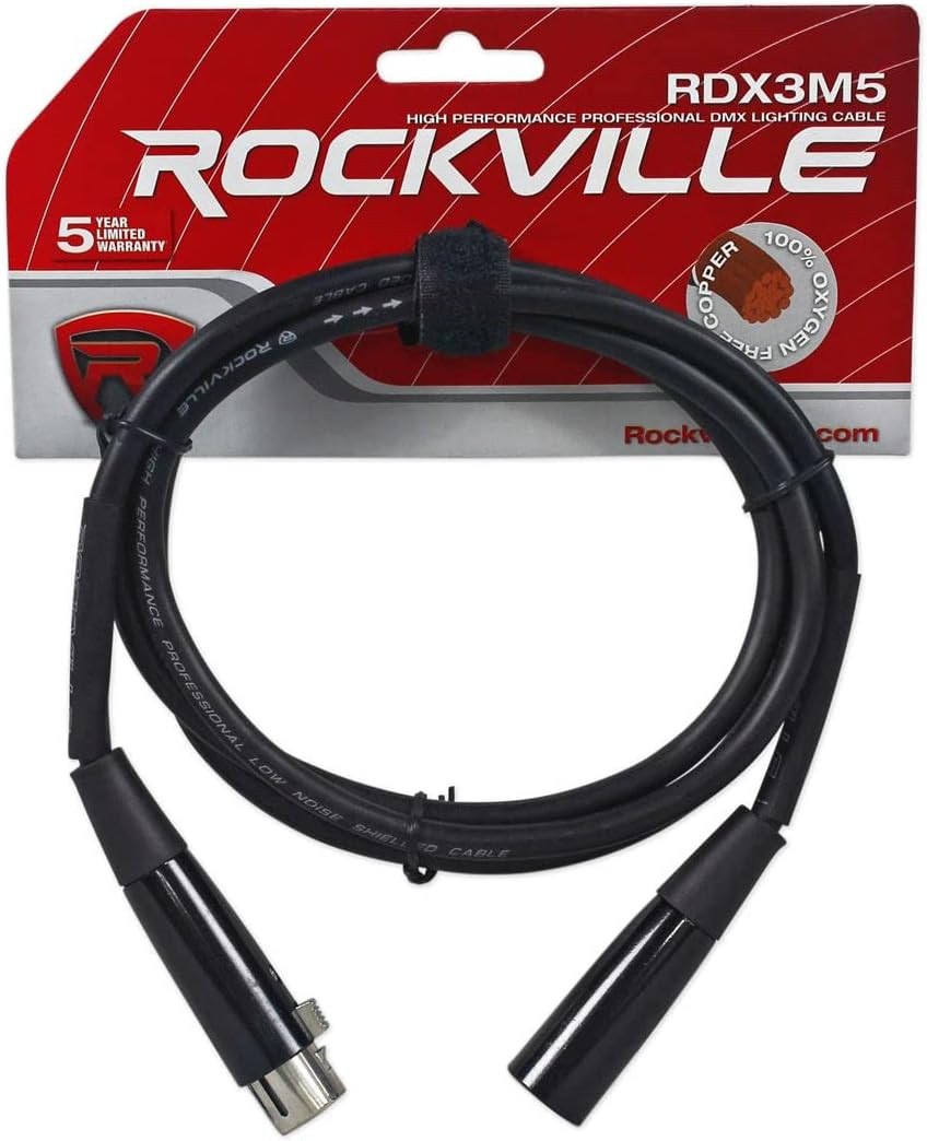 RDX3M5 5 Foot 3 Pin DMX Lighting Cable 100% OFC Copper Female to Male