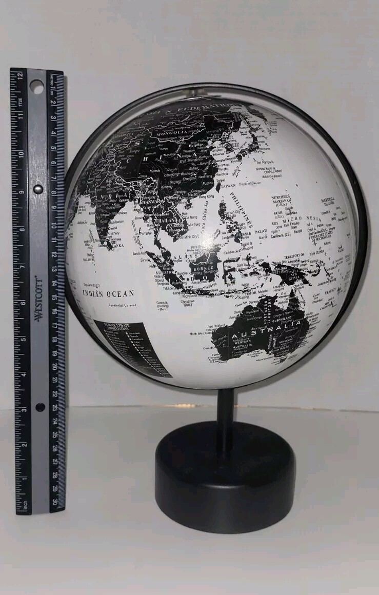 World Globe Earth Ocean Rotating World w Stand Desk Map Geography Decor 12" Tall