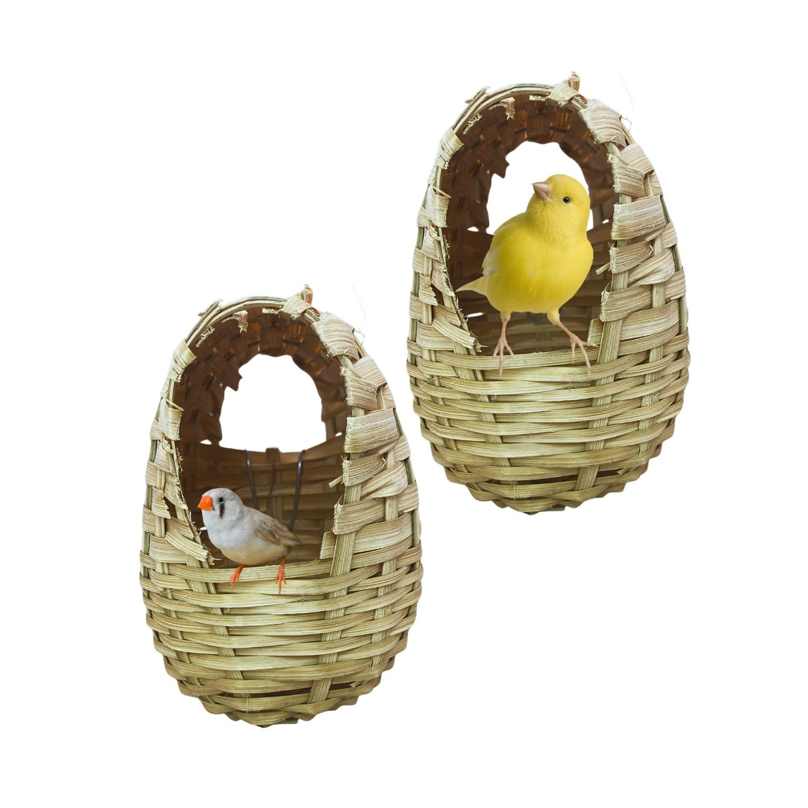 Wicker Baskets for Nesting Finches—2 Durable & Comfortable Nest for Exotic Birds