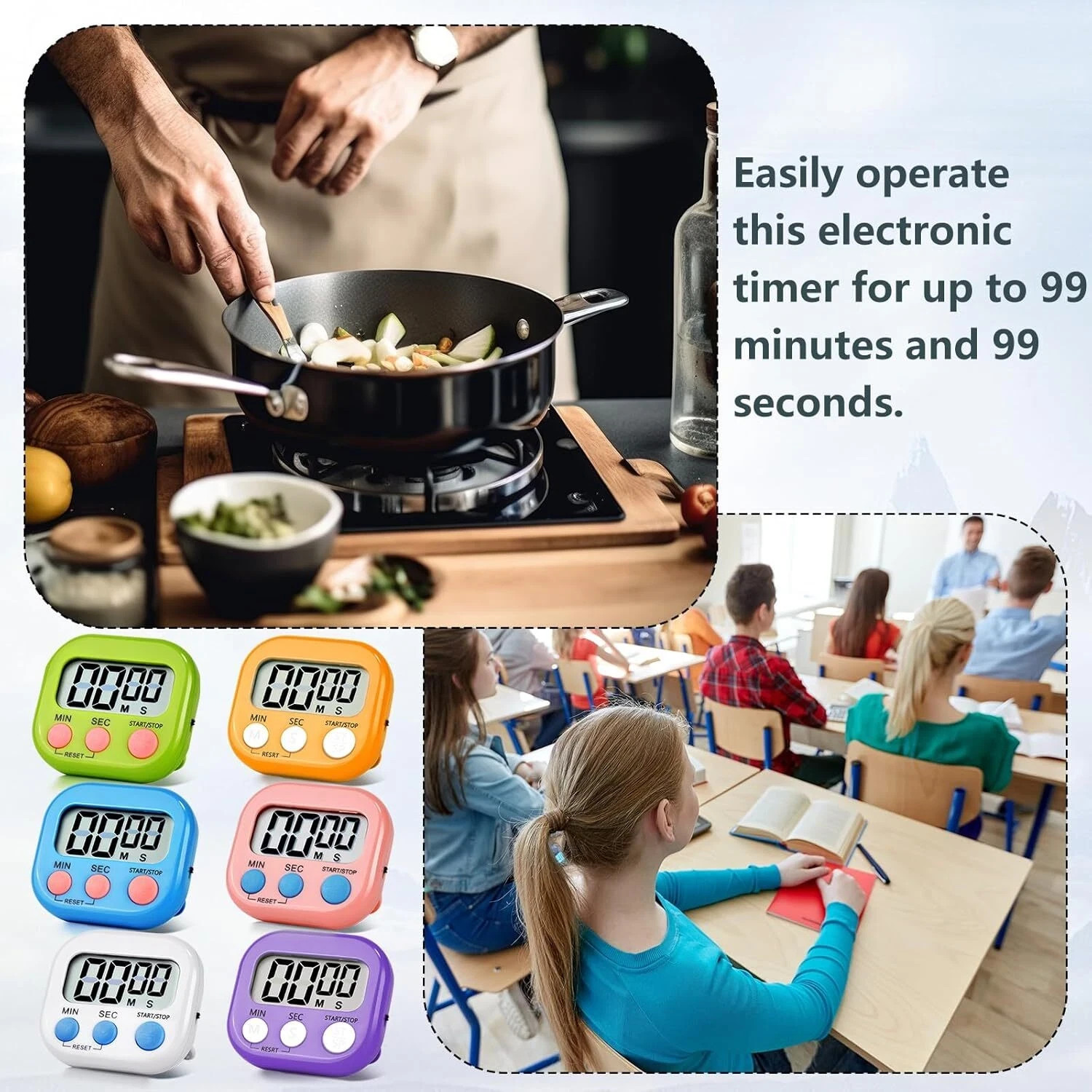 Large LCD Digital Kitchen Cooking Timer Count Down Up Clock Loud Alarm Magnetic