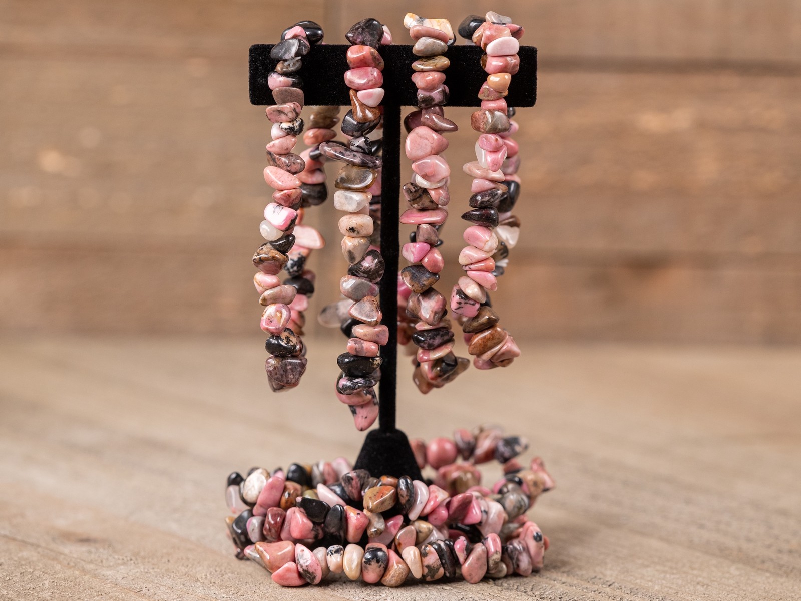 RHODONITE Crystal Bracelet - Chip Beads - Beaded Handmade Jewelry, E1778