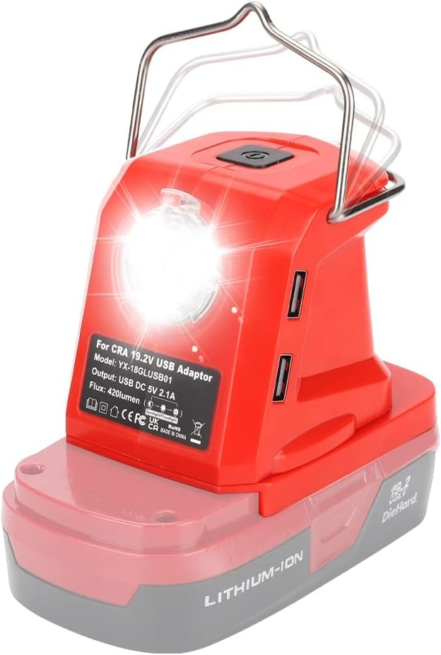 Battery Adapter Charger for Craftsman 19.2V Li-ion Ni-CD Battery with 420LM LED