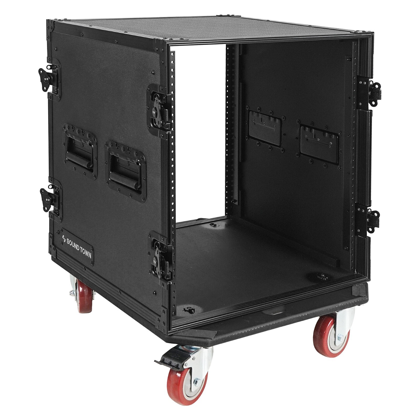 Sound Town Black Series 12U Plywood Rack/Road Case w/ 21” Depth (STRC-B12UW)