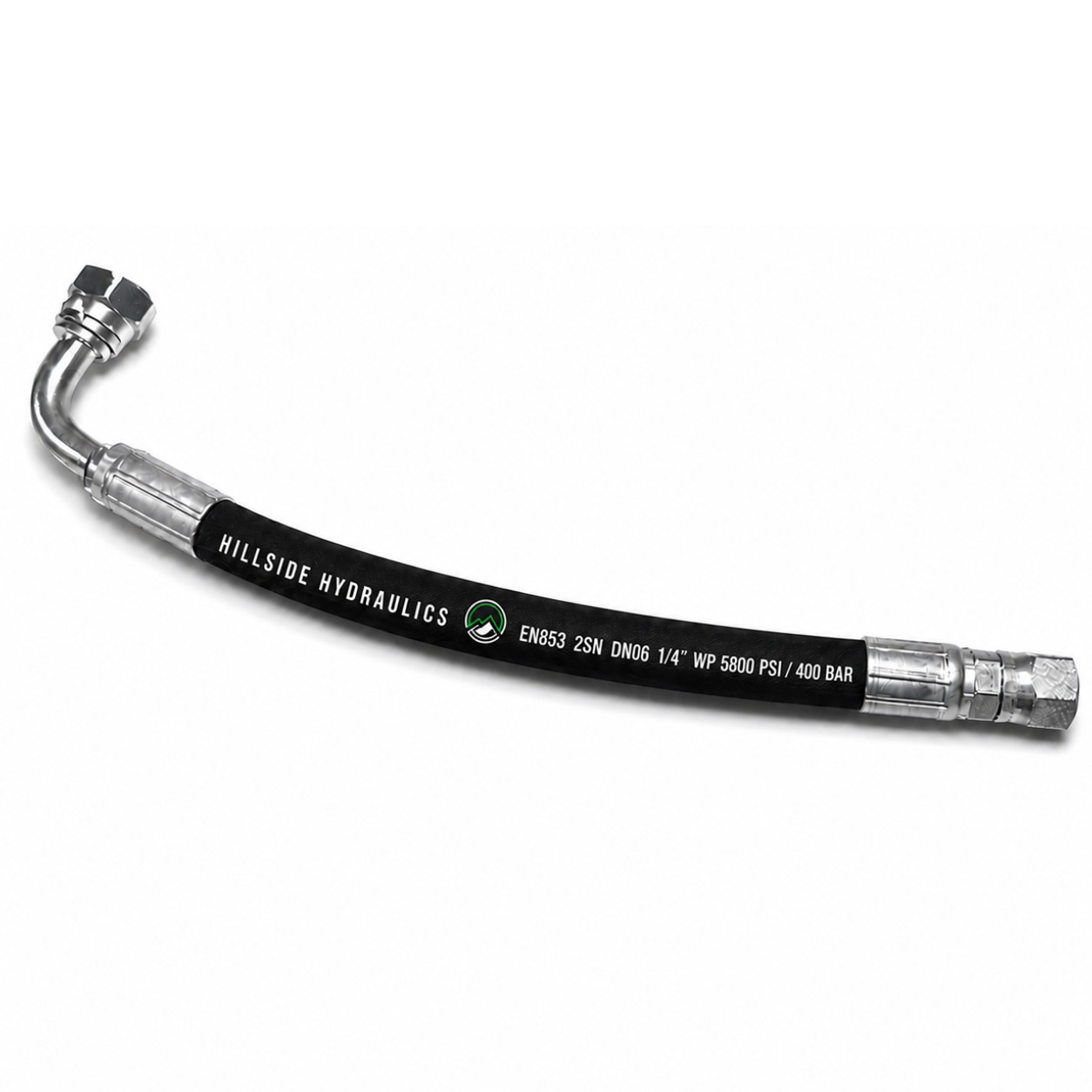 1/4” Hydraulic Hose Assembly - #6 JIC Female Straight x JIC 90 Degree - 5800PSI