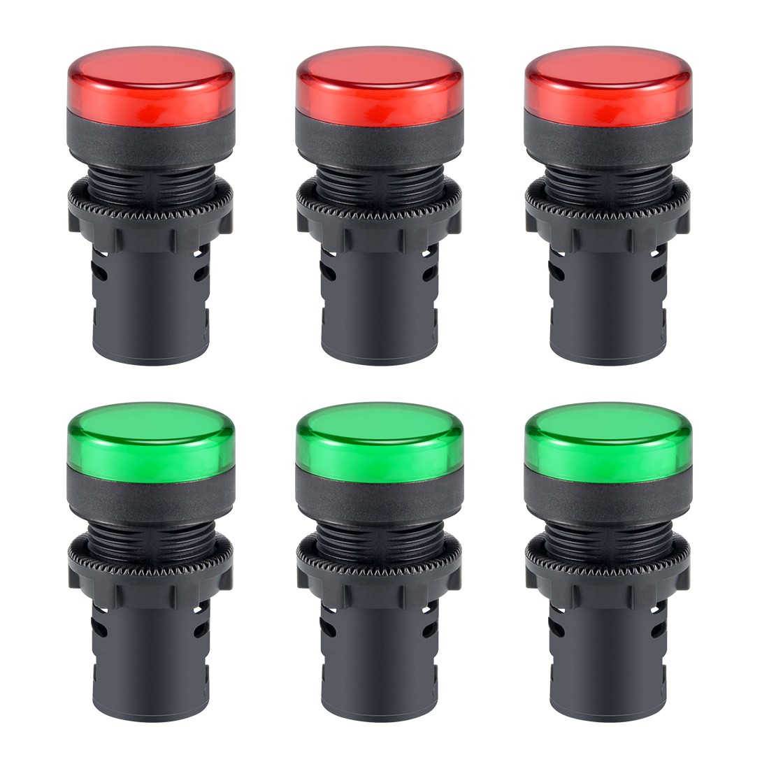 6Pcs AC/DC 24V Indicator Lights, Red+Green LED, Flush Panel Mount 7/8" 22mm