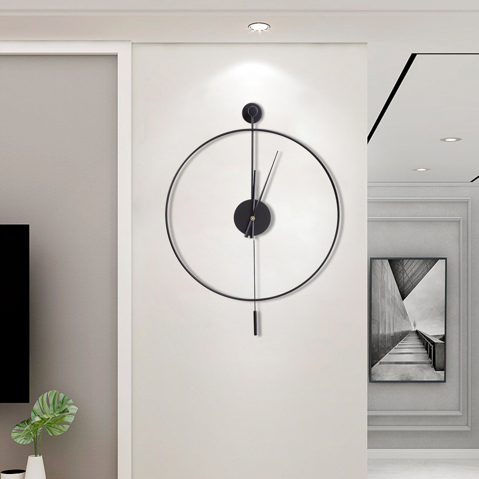 20"Classical Large Decorative Wall Clock with Pendulum Modern Non-Ticking Silent