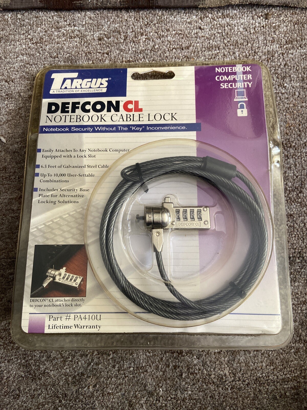 Targus Defcon CL Notebook Laptop PC Desktop Combo Cable Lock Security PA410U K2