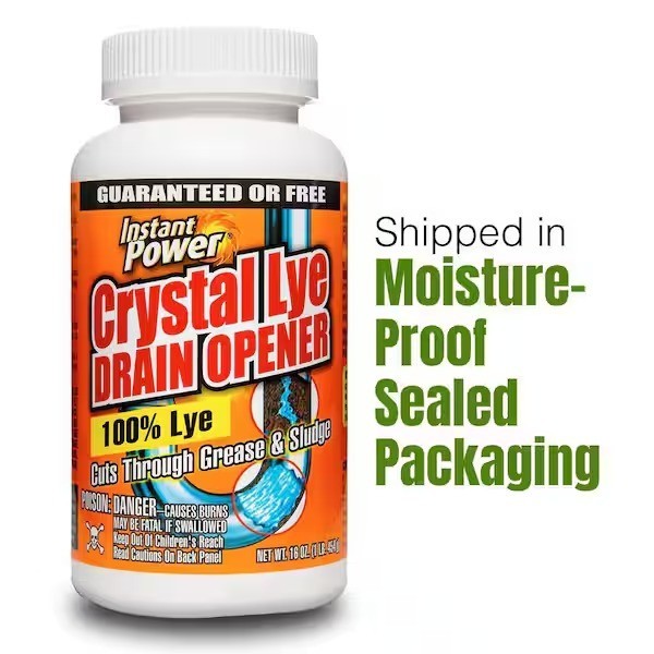 Instant Power Crystal Drain Opener 16oz Cuts Through Clogs & Soap Grease 1 Pack