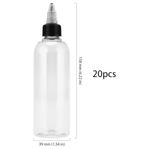 20 Pack 4oz Clear Dispensing Bottles, Plastic Squeeze Bottles with Twist Top