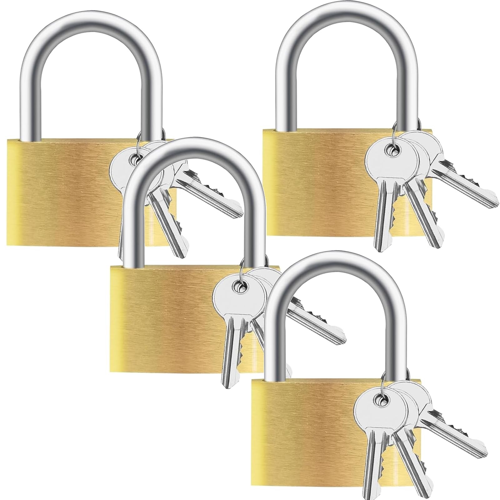 Lockwise 4pcs Small Lock, Solid Brass Keyed Padlock with Key, Locks