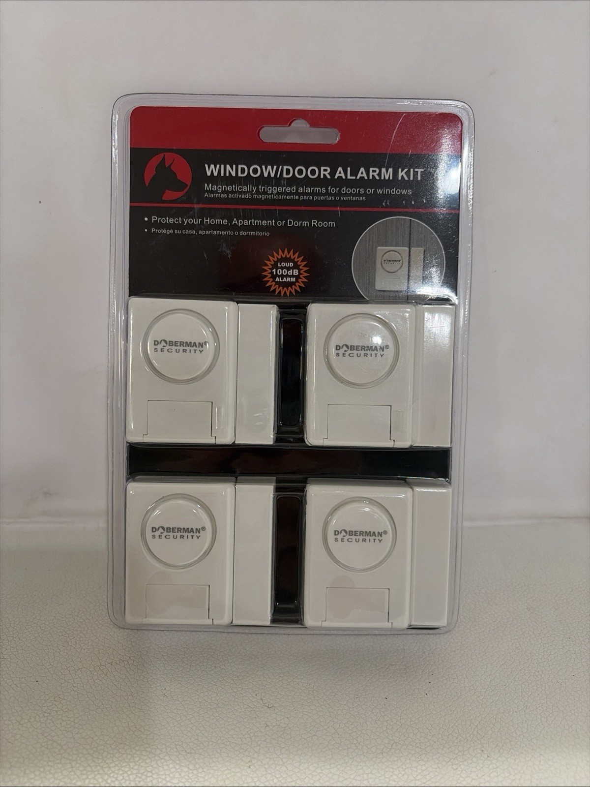 4 pack - Doberman Security Window / Door Alarm Kit Magnetically Triggered Alarm