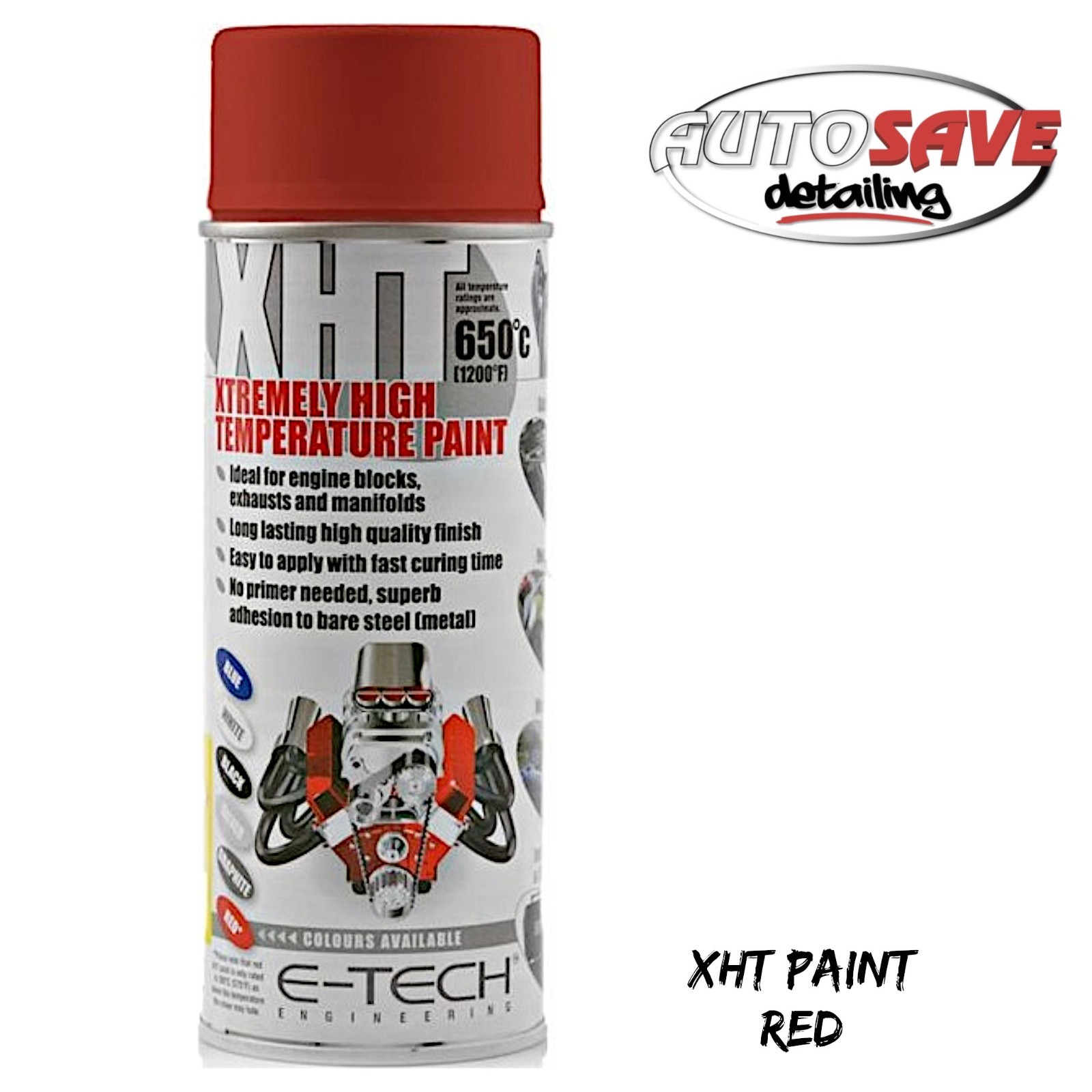 E-Tech - XHT Paint - Xtremely High Temperature Paint Rated To 650°C - Red