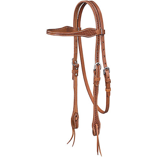 Tough1 Basket Stamped Cowhide Tapered Headstall